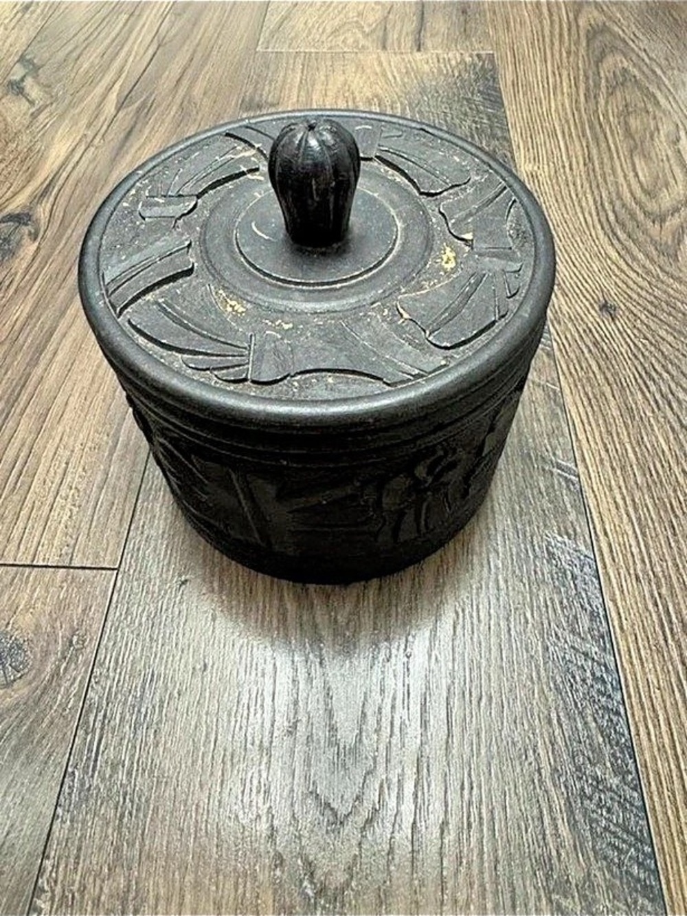 Black Carved Wood Decorative Box with Lid | Marrakesh Bazaar